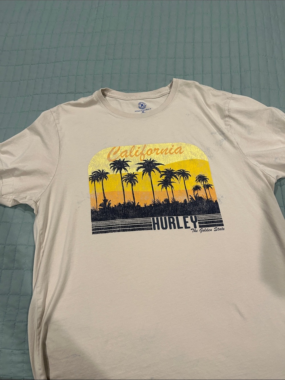 Hurley Tee with Yellow Sunset Palm Graphic